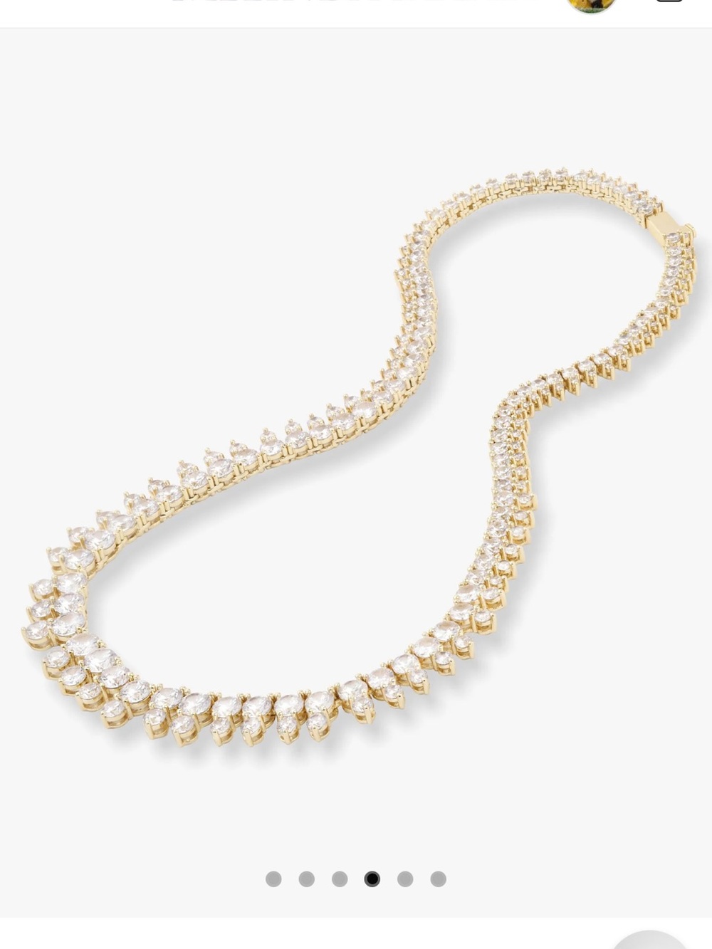 Melinda Maria Gold and Clear Crystal Teardrop Necklace 18” - Picture 4 of 6